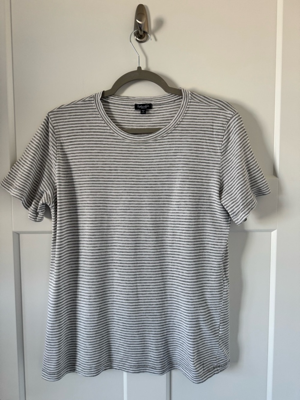 Splendid Gray and White Striped Short Sleeve Tee